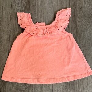 Janie and Jack Coral Tank with Eyelet Ruffle
